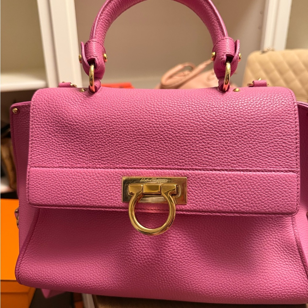 Salvatore Ferragamo Pink Leather Top-Handle Bag